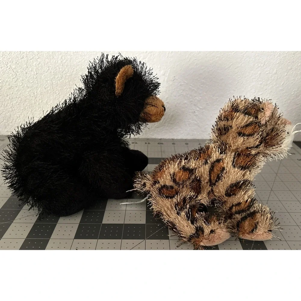 Ganz Webkinz Lot of 2 HM004 Black Bear HS031 Leopard Soft Plush Stuffed Animals
